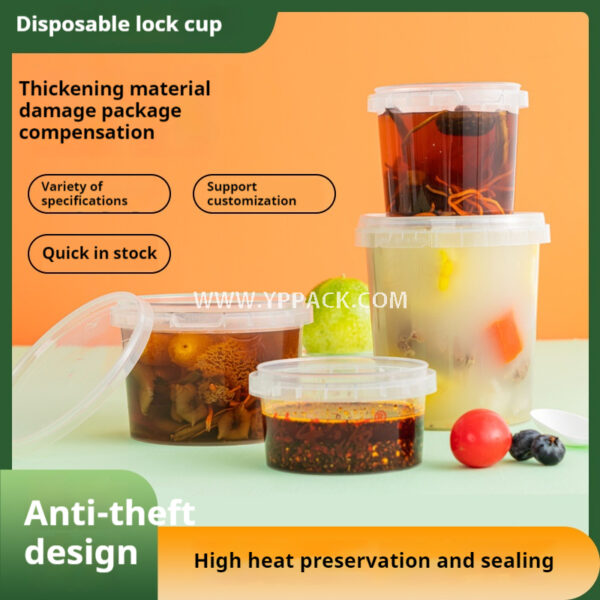 Wholesale Sealed Locking Soup Bowls with Lids – Disposable, Thickened, Heat-Resistant Round Cups for Takeaway Soup, Porridge, Dessert, Fruit