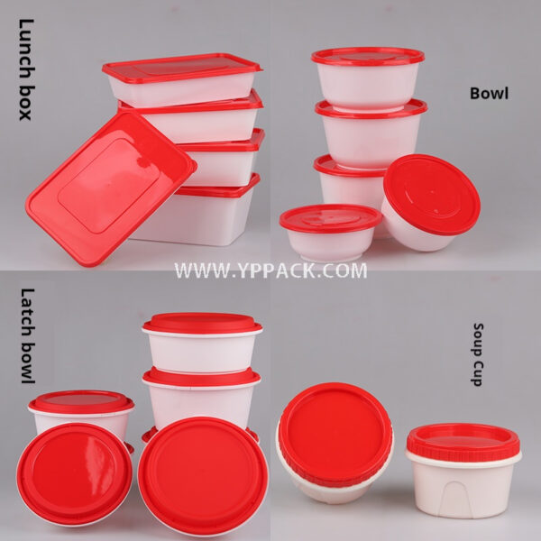 Leak-Proof Takeaway Bowl – Red Lid Disposable Food Box for Soup, Porridge, and Meal Delivery