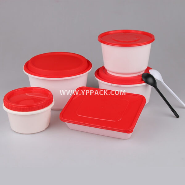 Leak-Proof Takeaway Bowl – Red Lid Disposable Food Box for Soup, Porridge, and Meal Delivery